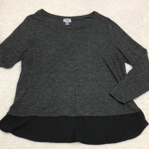 Charcoal Gray Layered Hem Women's Top